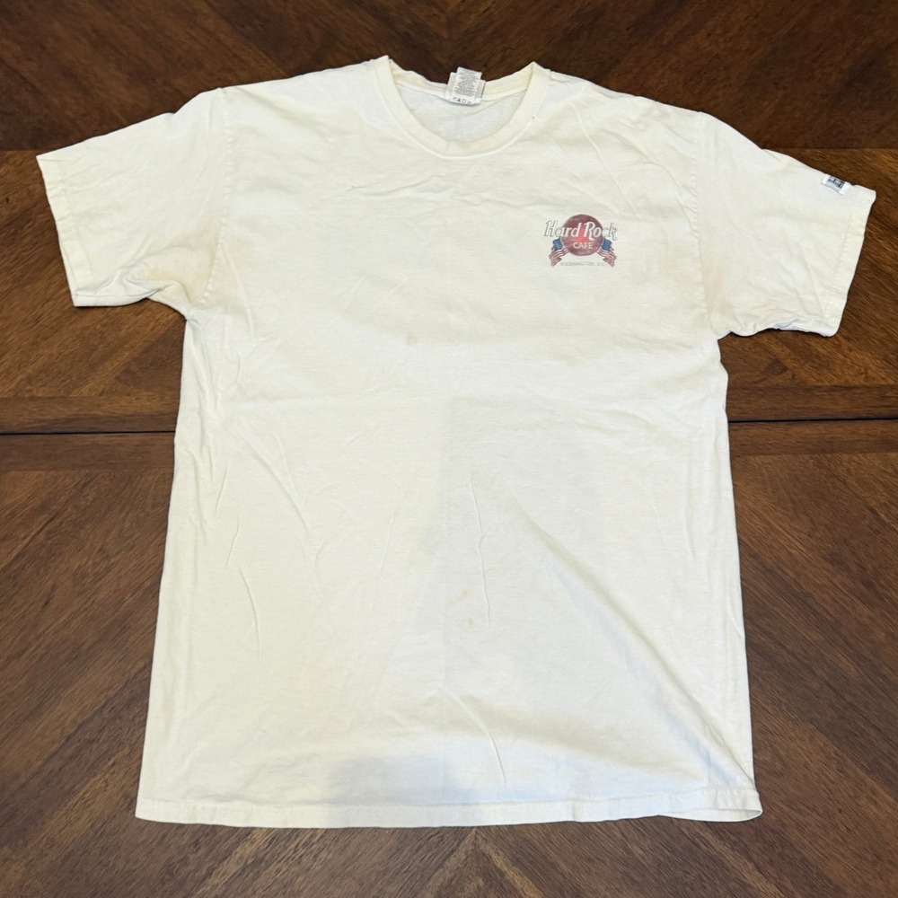 Hard Rock Cafe Washington DC T-Shirt Mens Large White Graphic All American‎ Rock